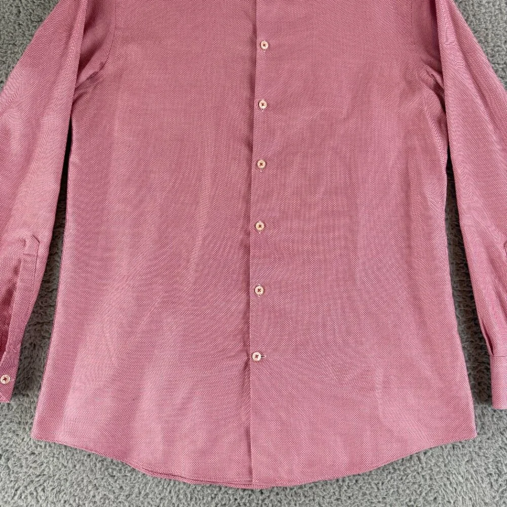 Charles Tyrwhitt Button-Up Dress Shirt Mens Large Pink‎ Extra Slim Fit Non-Iron